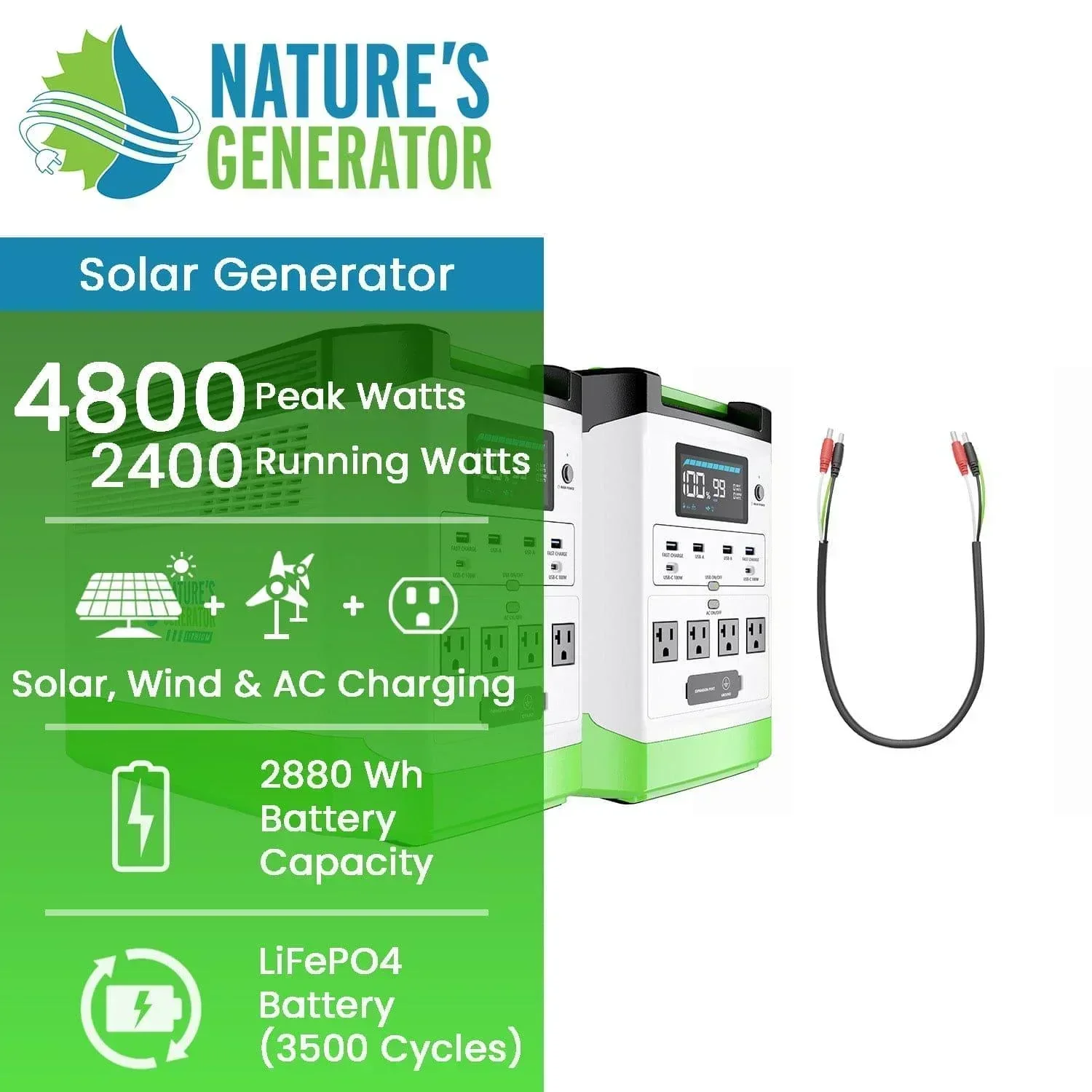 Nature's Generator Lithium 1800 Combo - Image 2